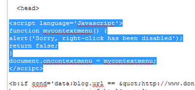 How To Disable Right Click On Your Blog