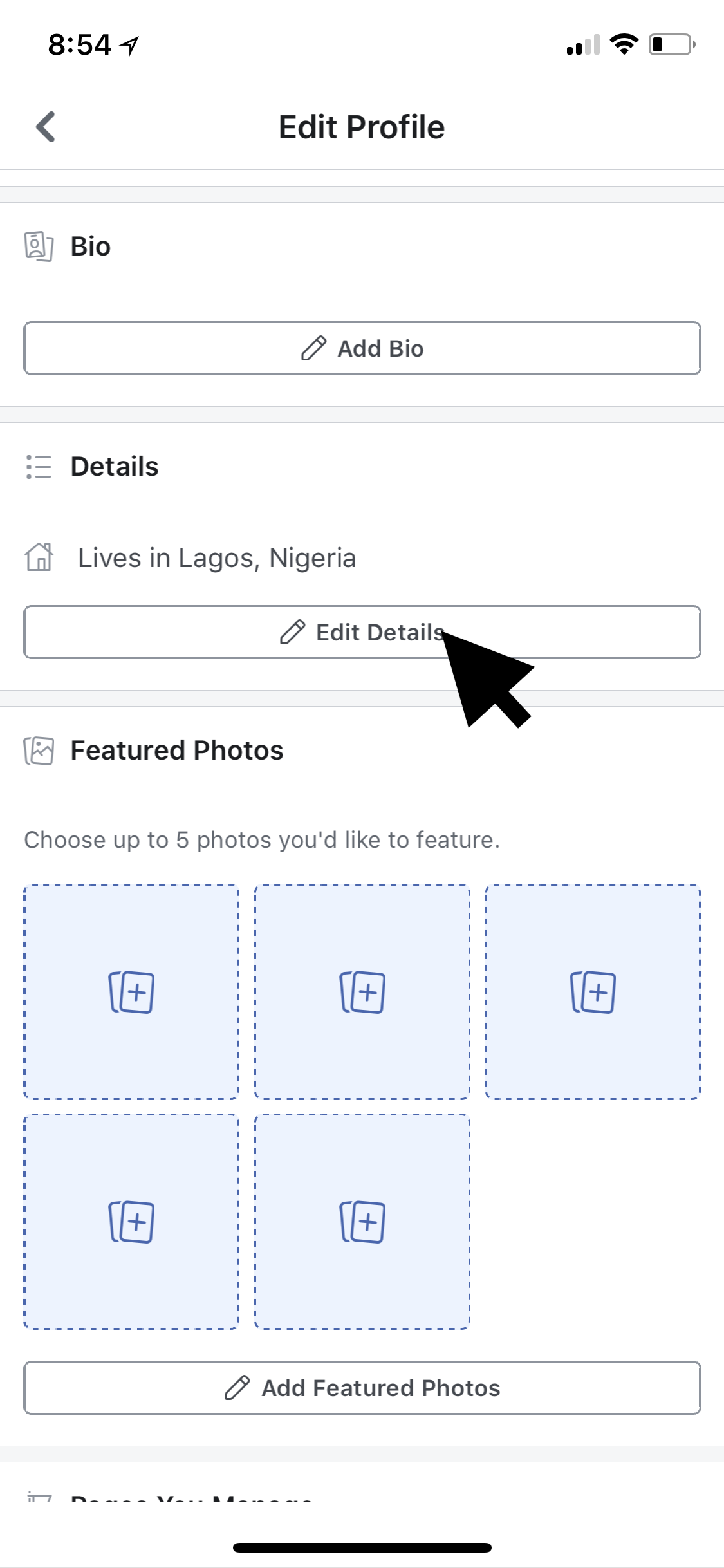edit details facebook