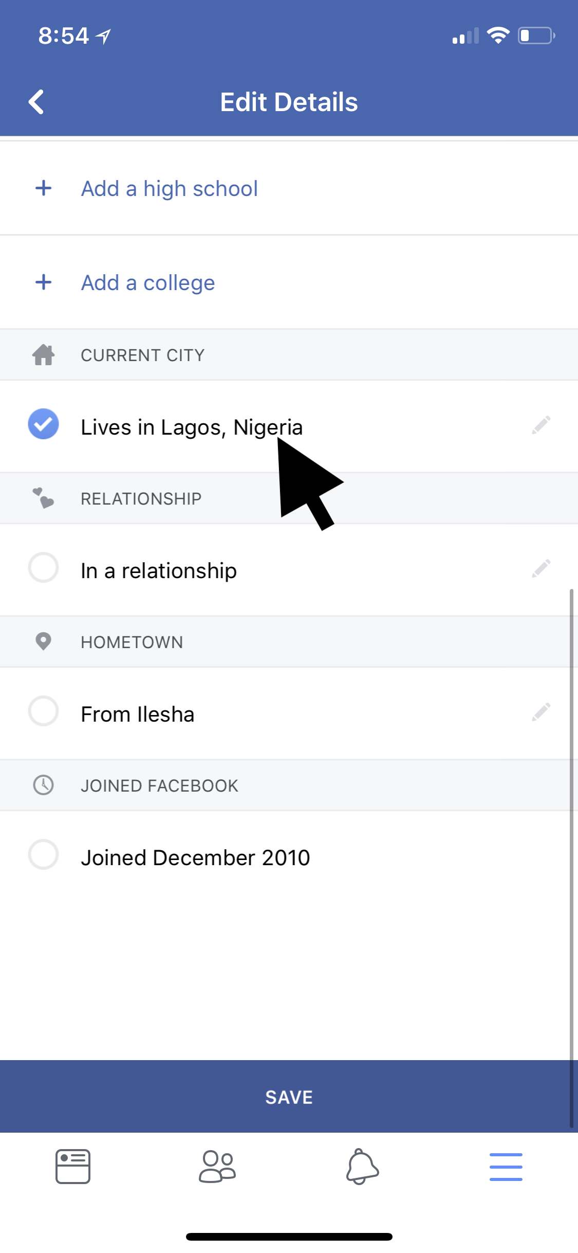 edit details facebook