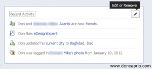 recent activity (wall posts and comments) hidden on timeline