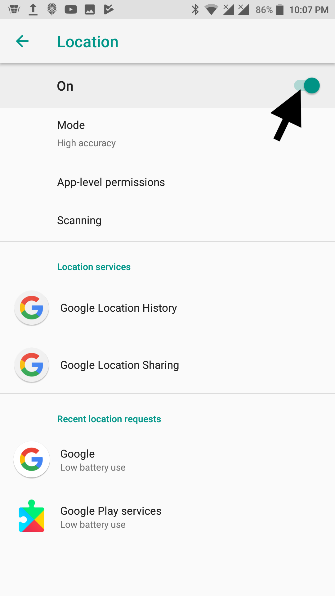 facebook location settings android