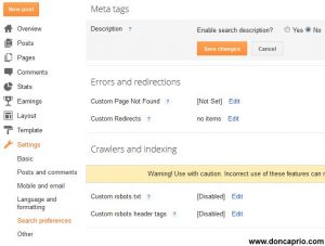 blogger seo preferences