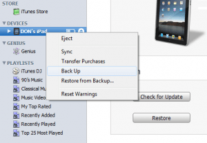 how to format rest back up ipad iphone