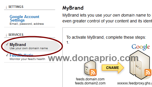 using custom domain for feedburner url