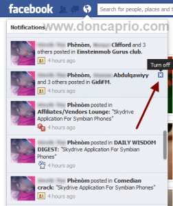 turn off facebook notification