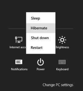 win 8 hibernate