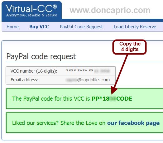 paypal verification code