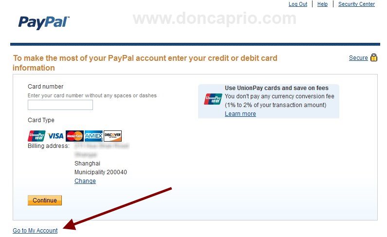 paypal credit card prompt
