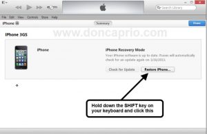 restore custom firmare with iTunes