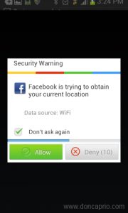 remove location from facebook android app
