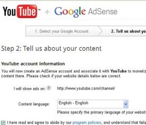 adsense approval through youtube