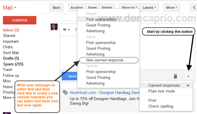 GMAil canned response