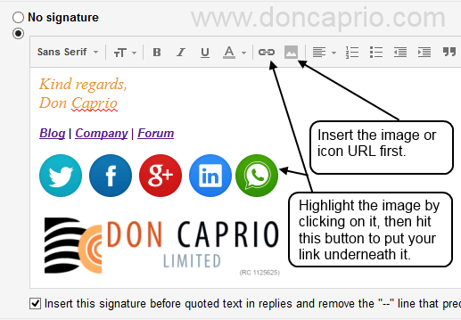 GMail HTML signature