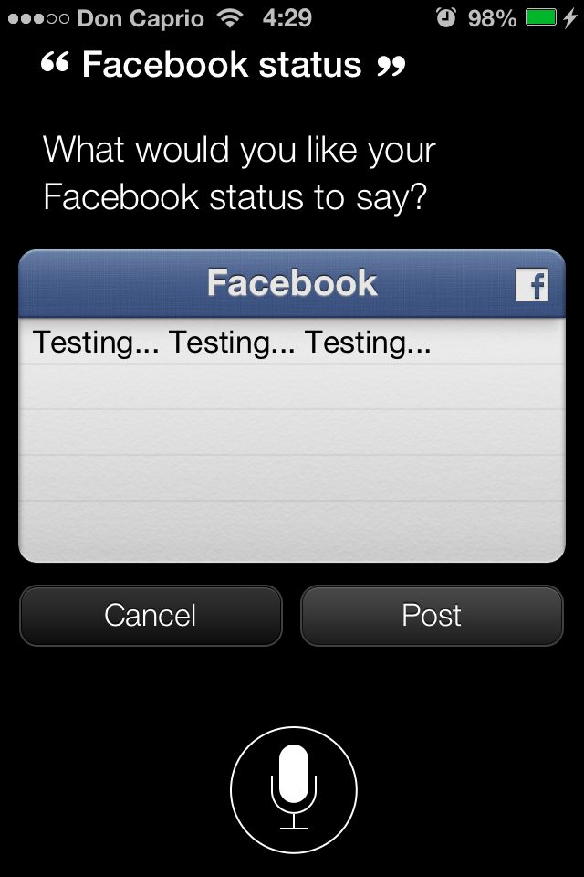 post to facebook via iOS