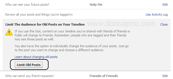 facebook settings