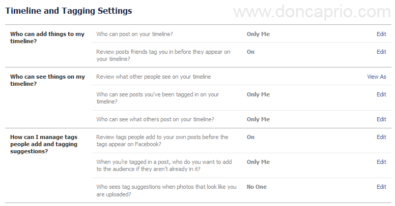 facebook timeline settings