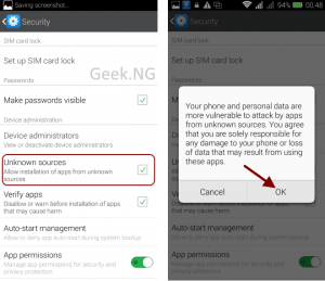 allow apps from unknown sources