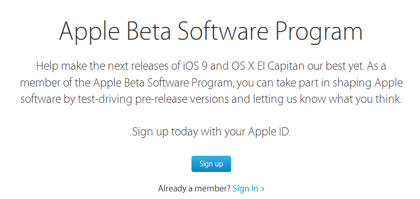 Apple beta Software Program