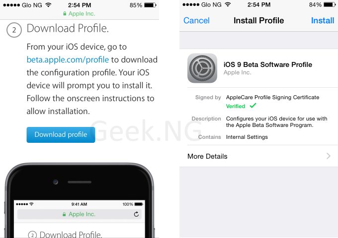Download iOS 9 Public Beta 1 Profile