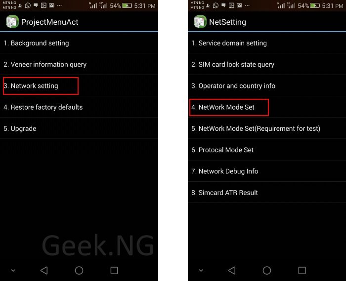set wcdma only on huawei device