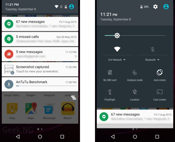 Infinix Hot 2 Notification Center