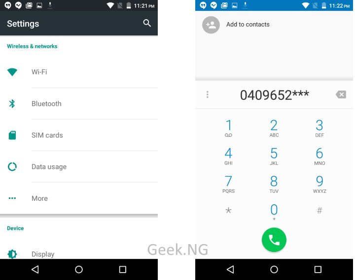 Infinix Hot 2 Settings and Phone App