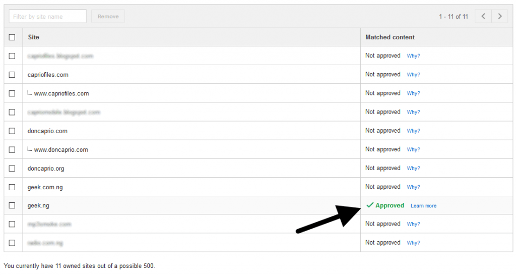 adsense for matched content approval