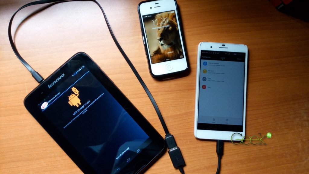 USB file transfer with OTG cable