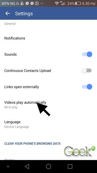 disable video autoplay on facebook