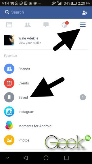 facebook saved pages