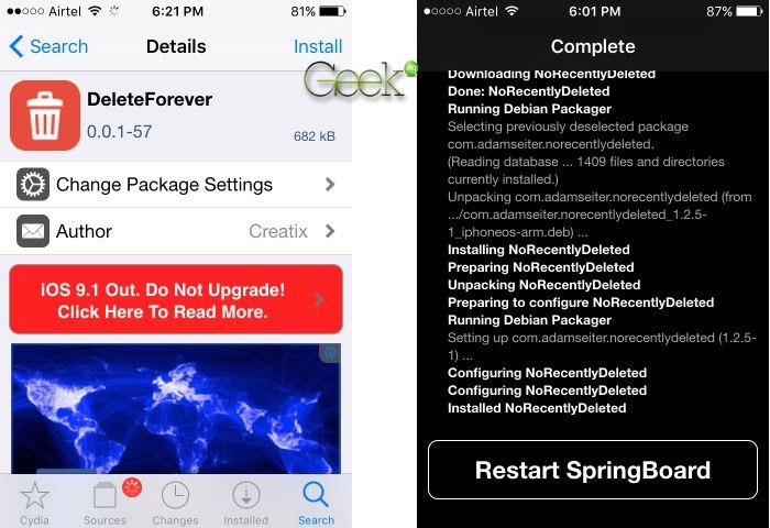 DeleteForever jailbreak tweak