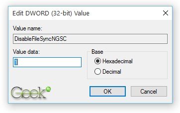 DisableFileSyncNGSC value