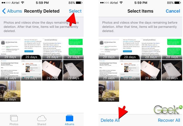 delete all recently deleted photos