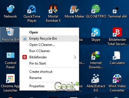 empty recycle bin