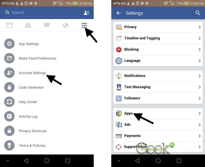 facebook account settings