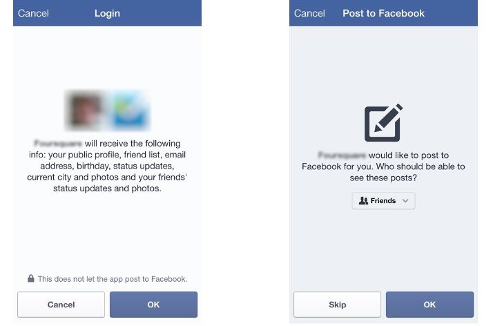 facebook app access dialog