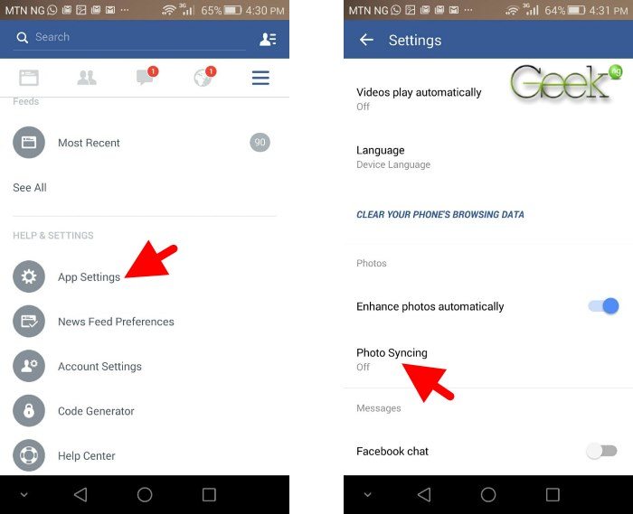 facebook photo sync