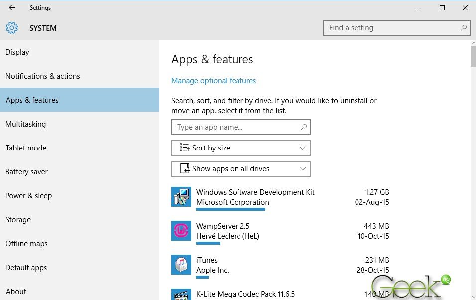 installed programs