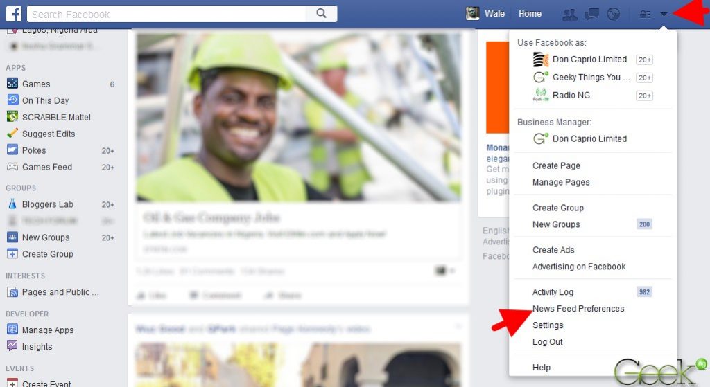 news feed preference