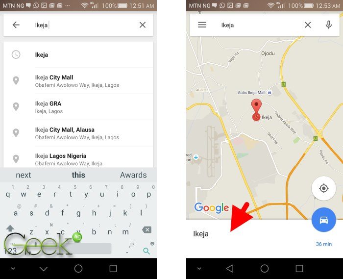 search for city google maps