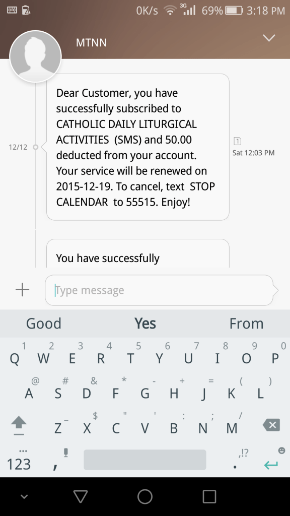 mtn auto subscription scam