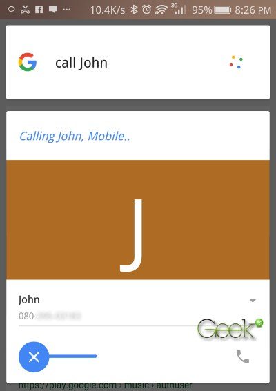 phone call google now command