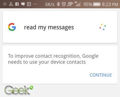 read messages google now command
