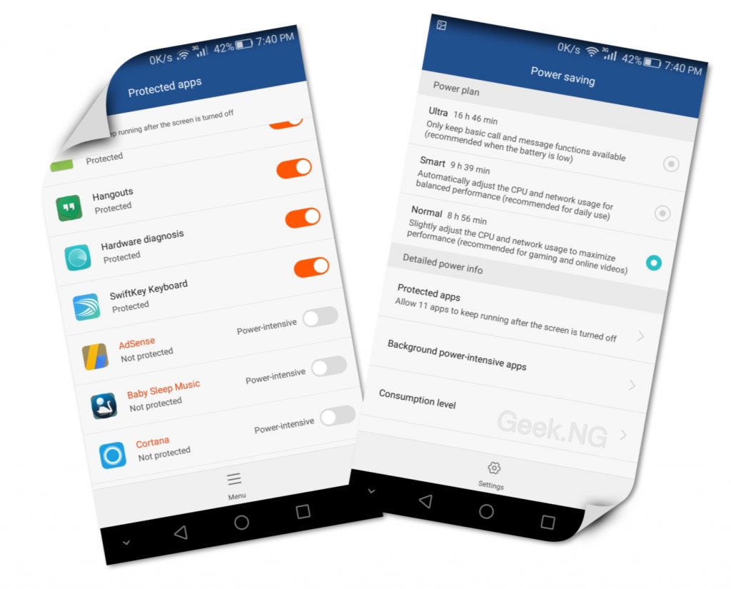 Emui power saving settings
