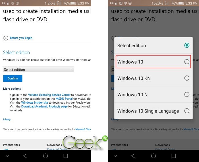 windows 10 ISO direct download link