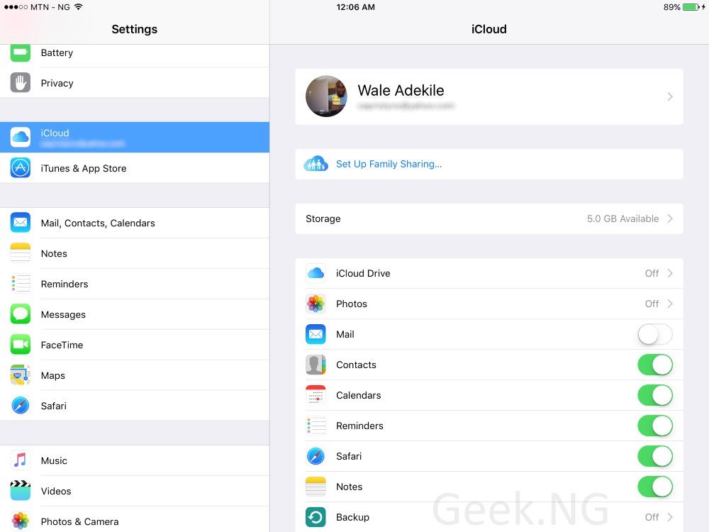enable icloud