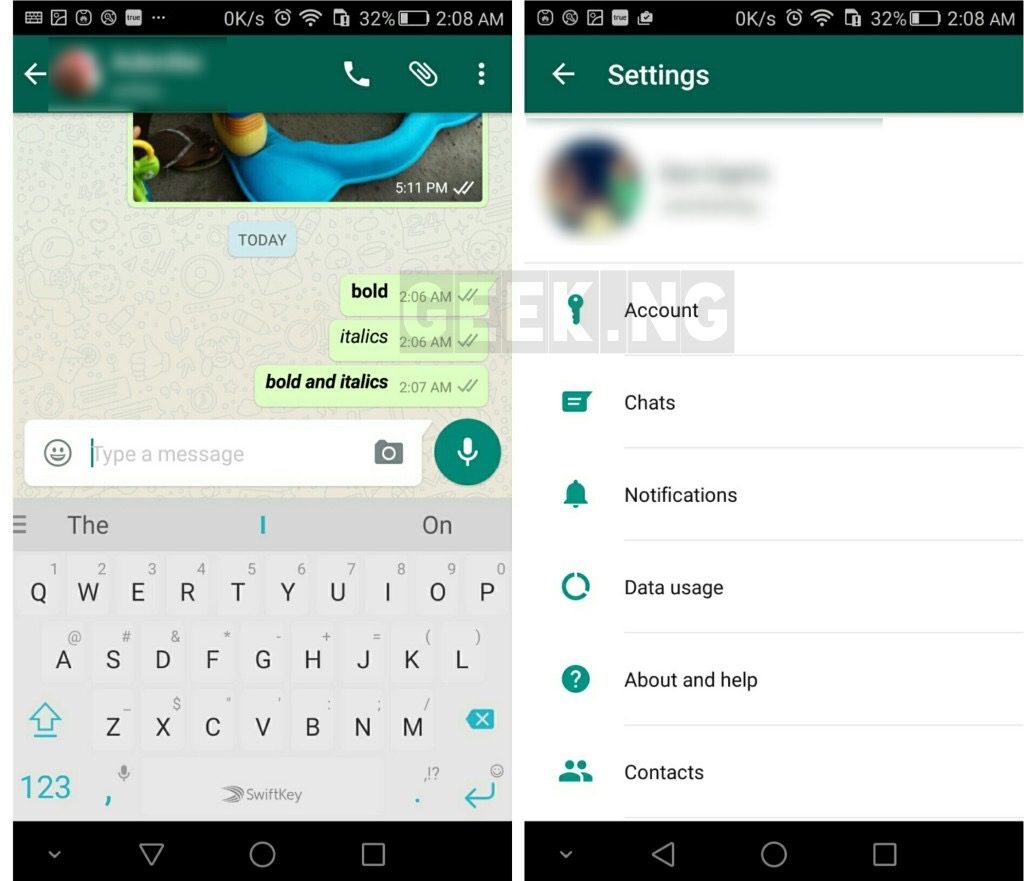Whatsapp write in bold and italics