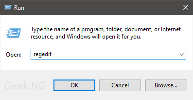 launch regedit