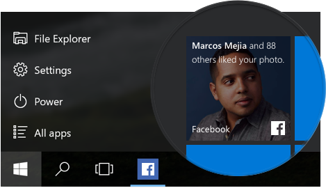 Facebook Windows 10 live tile