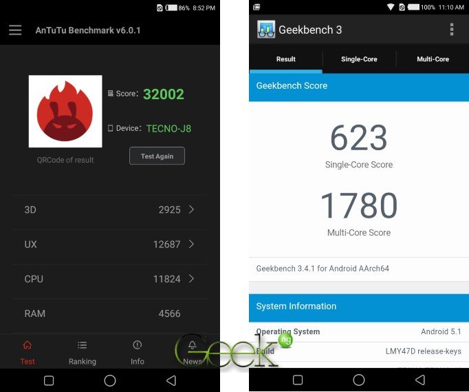 tecno boom j8 benchmark scores